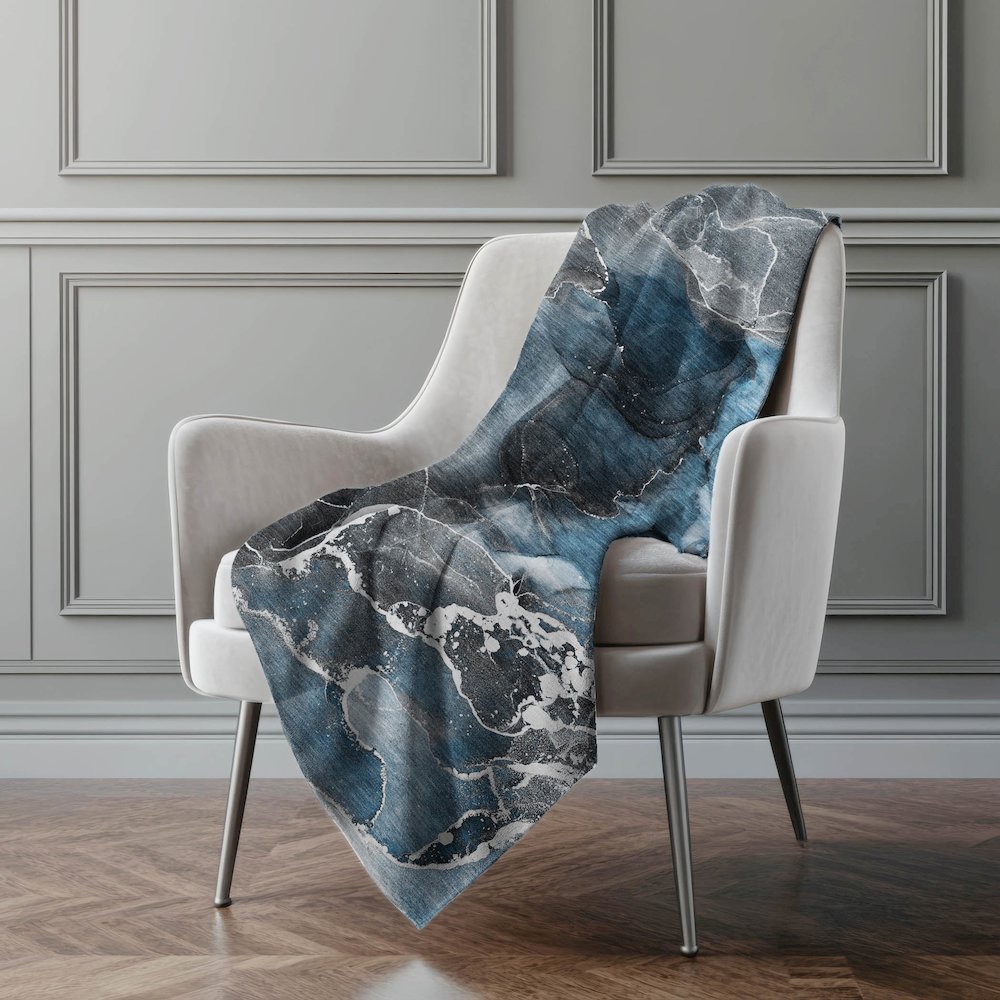 Premium Machine Washable ASB503 Blue 50" x 70" Sherpa Throw Blanket. Picture 4