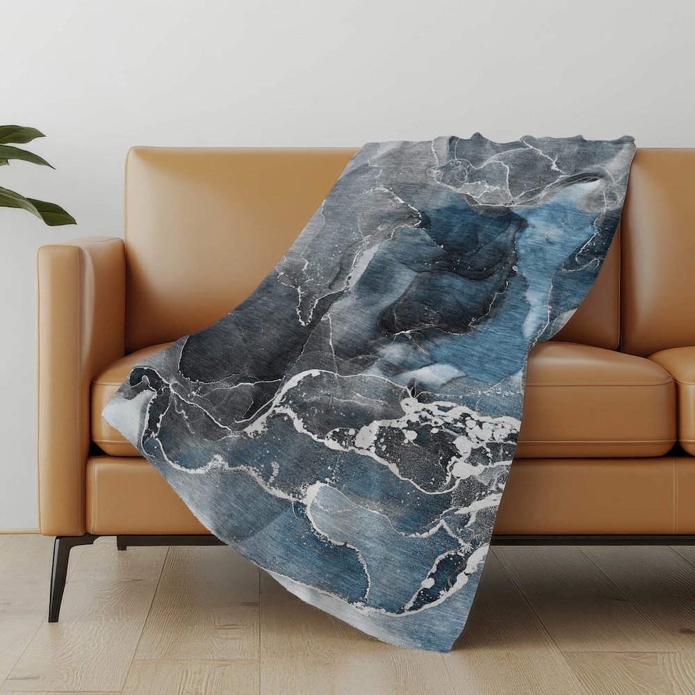 Premium Machine Washable ASB503 Blue 50" x 70" Sherpa Throw Blanket. Picture 5