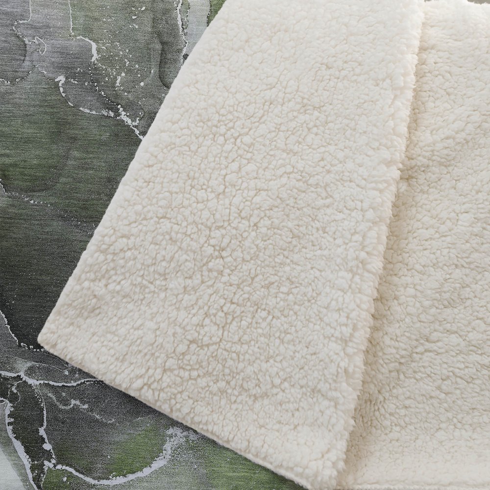 Premium Machine Washable ASB503 Green 50" x 70" Sherpa Throw Blanket. Picture 2
