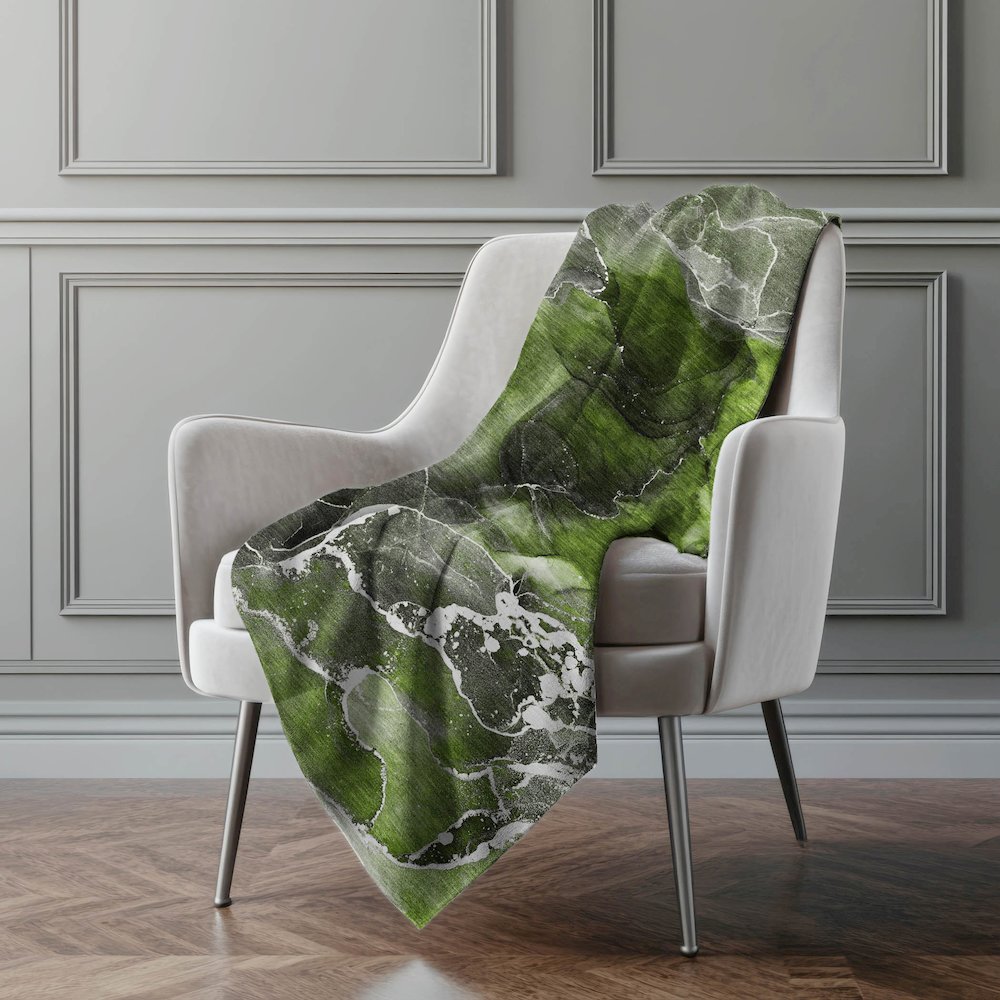 Premium Machine Washable ASB503 Green 50" x 70" Sherpa Throw Blanket. Picture 4