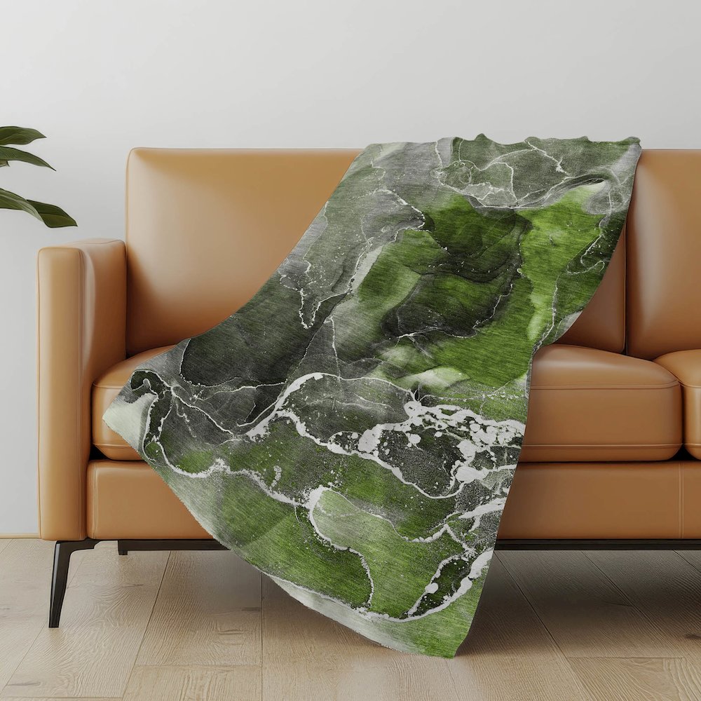 Premium Machine Washable ASB503 Green 50" x 70" Sherpa Throw Blanket. Picture 5
