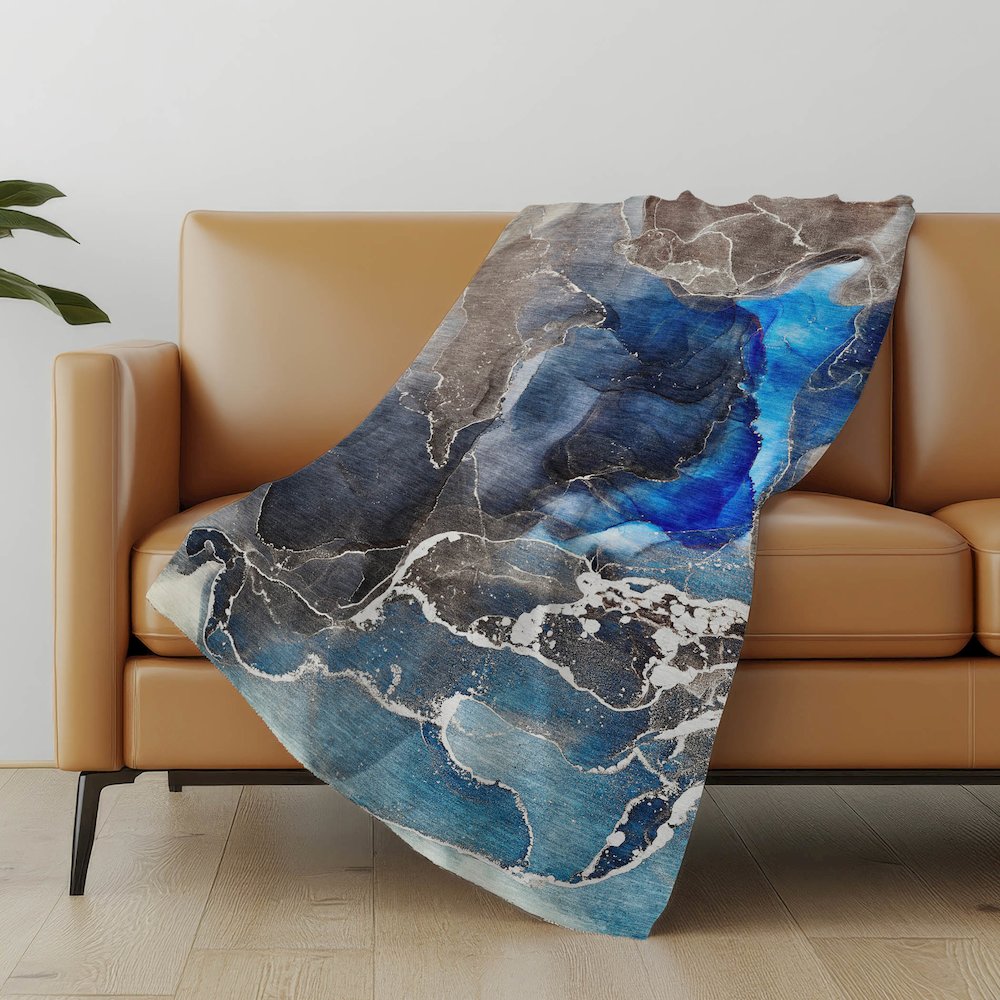Premium Machine Washable ASB503 Navy 50" x 70" Sherpa Throw Blanket. Picture 5