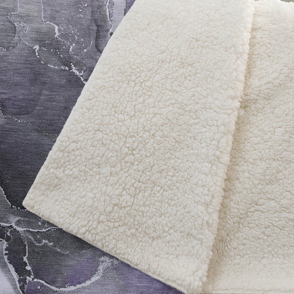 Premium Machine Washable ASB503 Purple 50" x 70" Sherpa Throw Blanket. Picture 2
