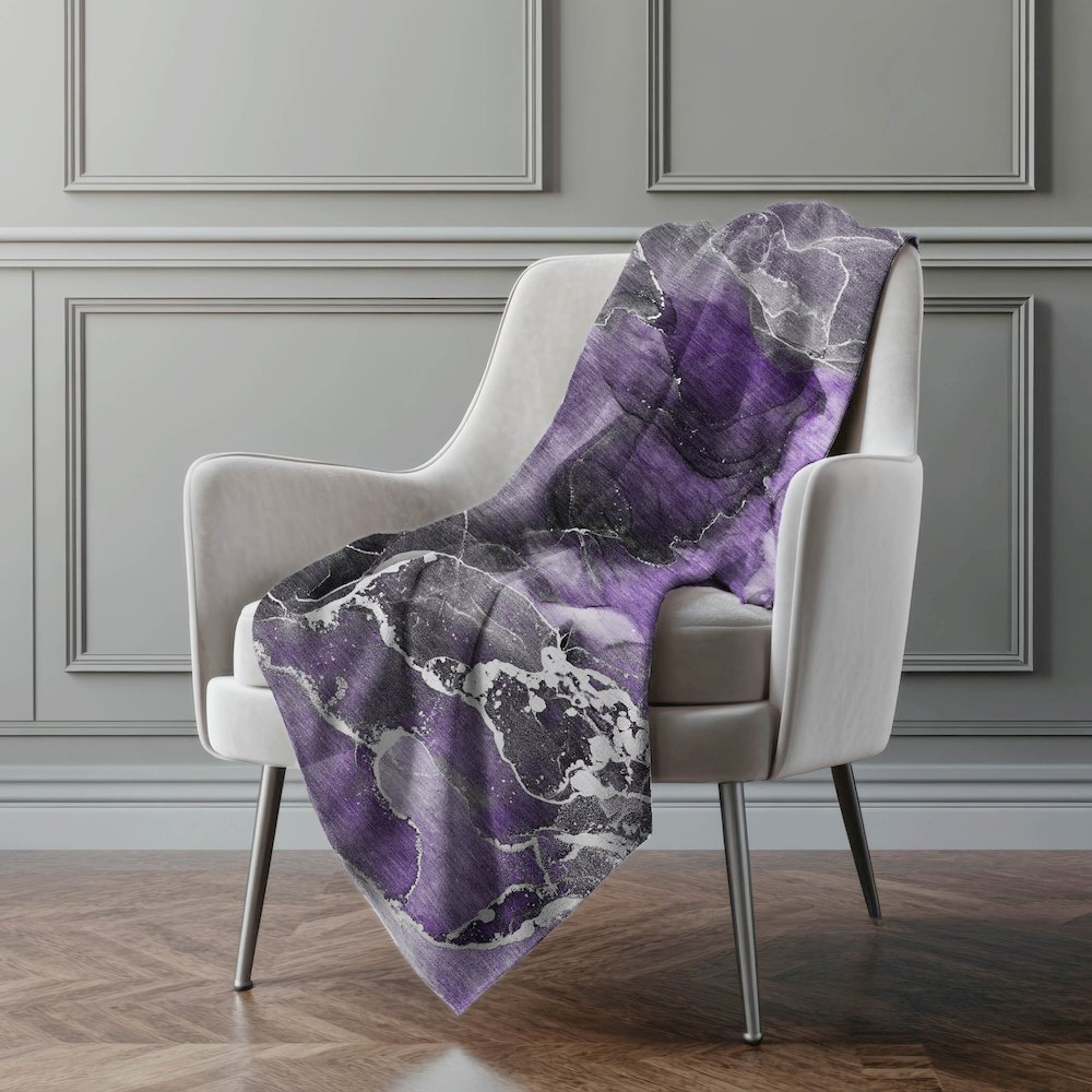 Premium Machine Washable ASB503 Purple 50" x 70" Sherpa Throw Blanket. Picture 4