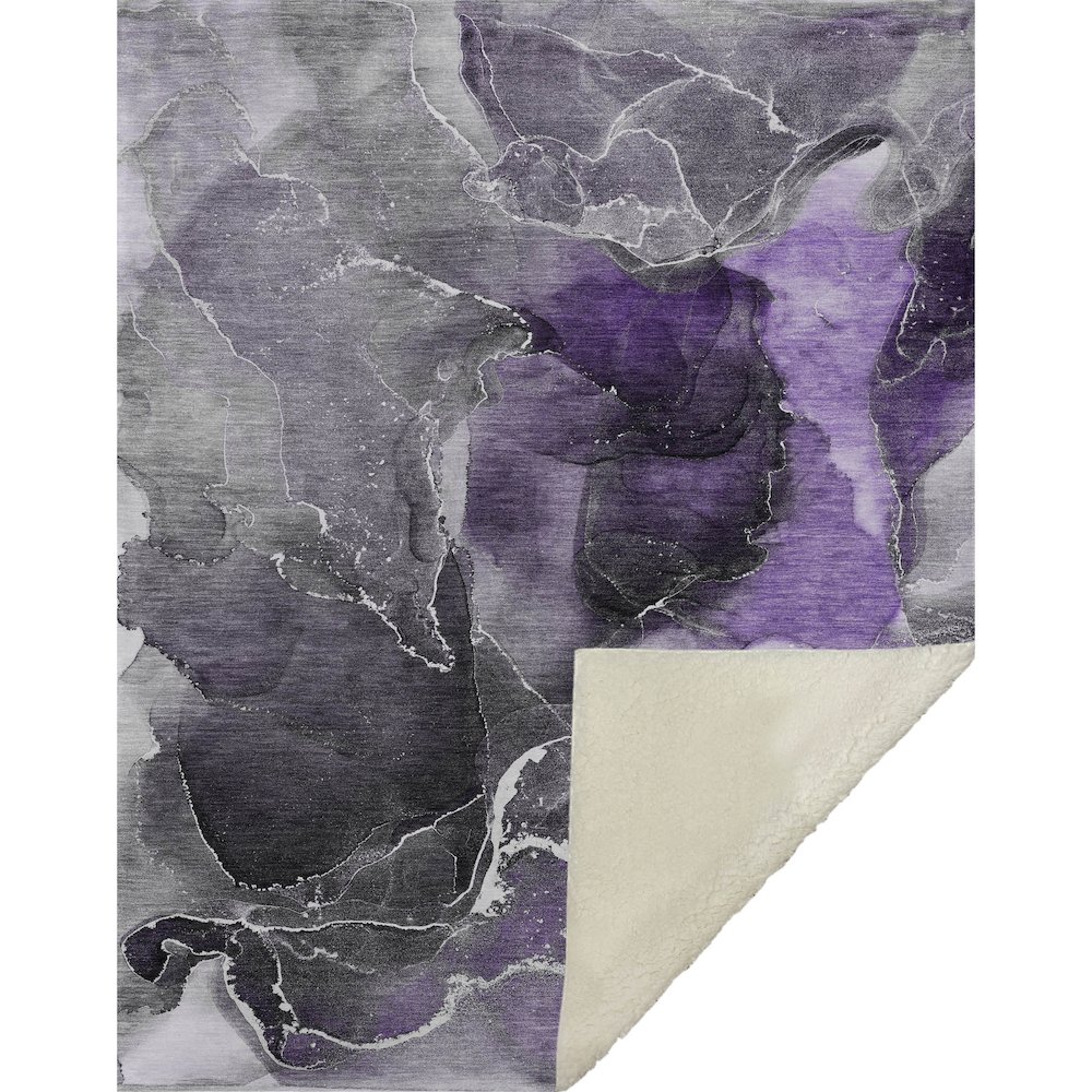 Premium Machine Washable ASB503 Purple 50" x 70" Sherpa Throw Blanket. Picture 1