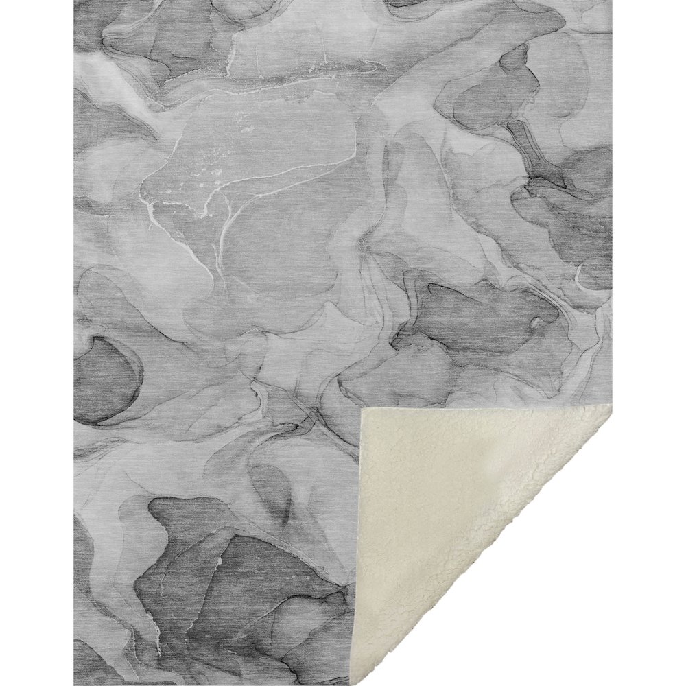 Premium Machine Washable ASB504 Gray 50" x 70" Sherpa Throw Blanket. Picture 1