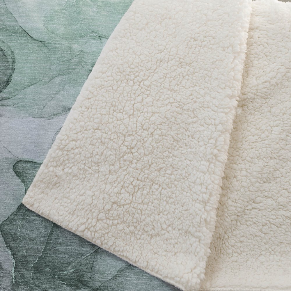 Premium Machine Washable ASB504 Green 50" x 70" Sherpa Throw Blanket. Picture 2