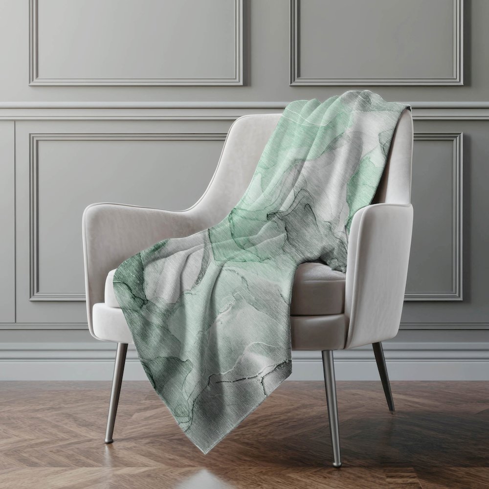 Premium Machine Washable ASB504 Green 50" x 70" Sherpa Throw Blanket. Picture 4