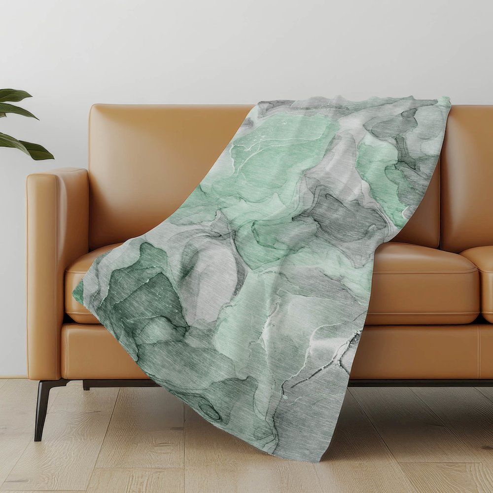Premium Machine Washable ASB504 Green 50" x 70" Sherpa Throw Blanket. Picture 5