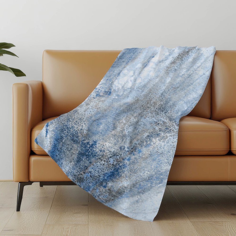 Premium Machine Washable ASB505 Navy 50" x 70" Sherpa Throw Blanket. Picture 5