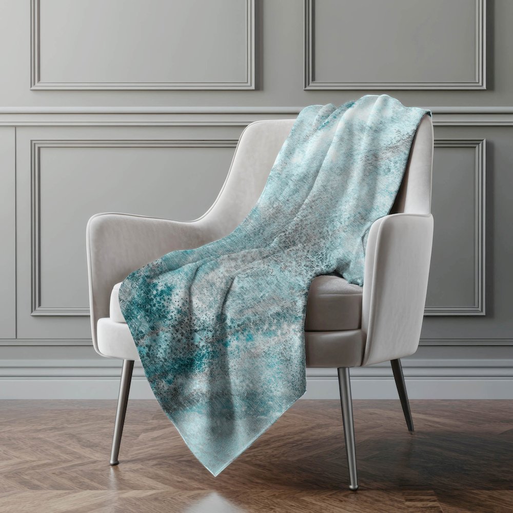 Premium Machine Washable ASB505 Teal 50" x 70" Sherpa Throw Blanket. Picture 4