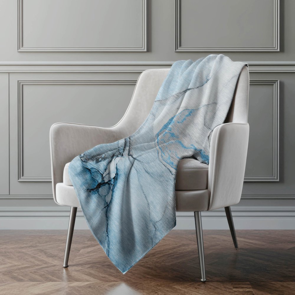 Premium Machine Washable ASB506 Blue 50" x 70" Sherpa Throw Blanket. Picture 4
