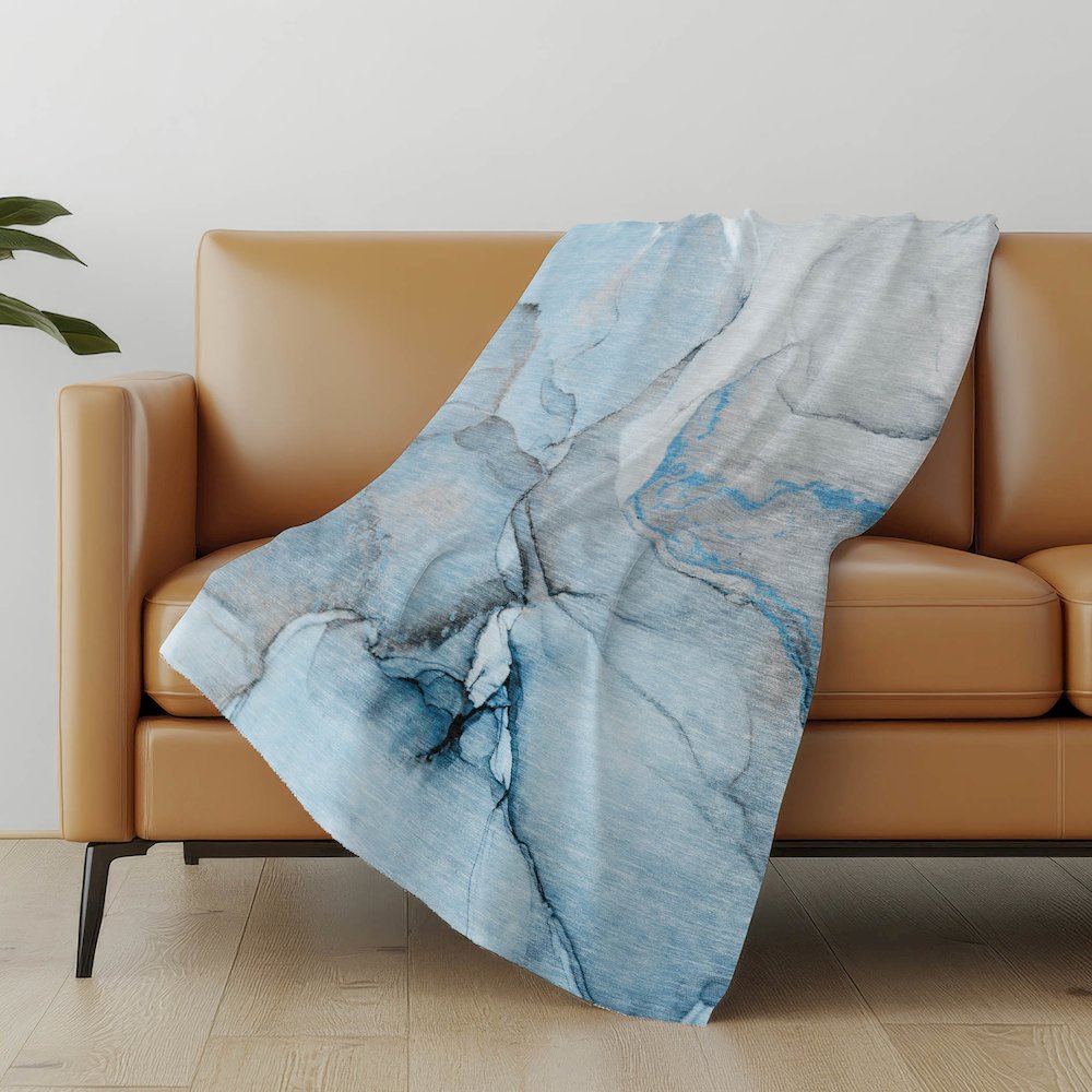 Premium Machine Washable ASB506 Blue 50" x 70" Sherpa Throw Blanket. Picture 5