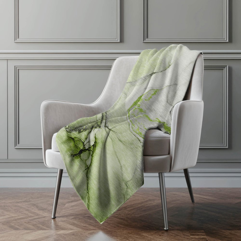 Premium Machine Washable ASB506 Green 50" x 70" Sherpa Throw Blanket. Picture 4