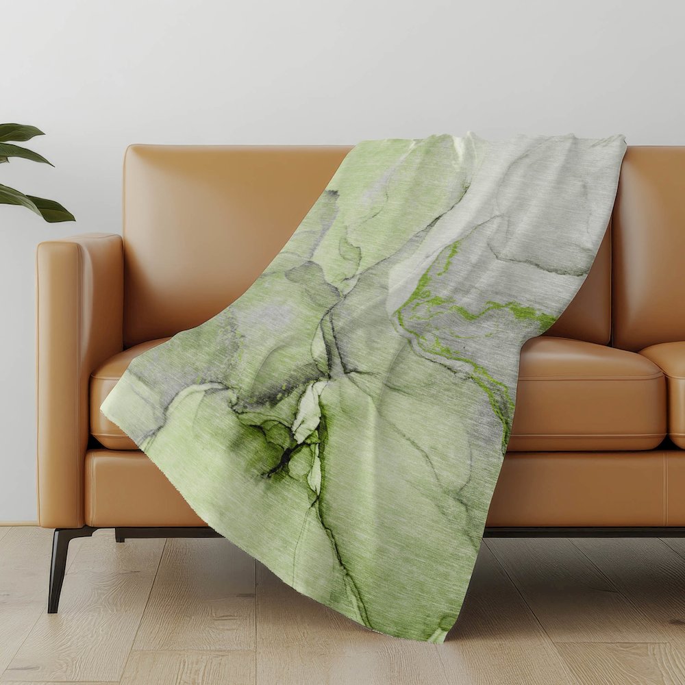Premium Machine Washable ASB506 Green 50" x 70" Sherpa Throw Blanket. Picture 5