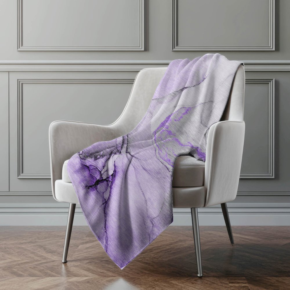 Premium Machine Washable ASB506 Purple 50" x 70" Sherpa Throw Blanket. Picture 4