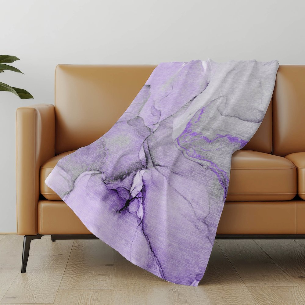 Premium Machine Washable ASB506 Purple 50" x 70" Sherpa Throw Blanket. Picture 5