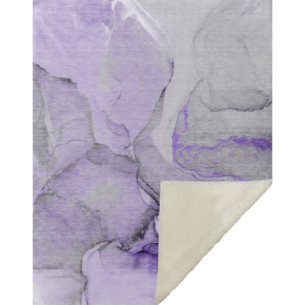 Premium Machine Washable ASB506 Purple 50" x 70" Sherpa Throw Blanket. Picture 1