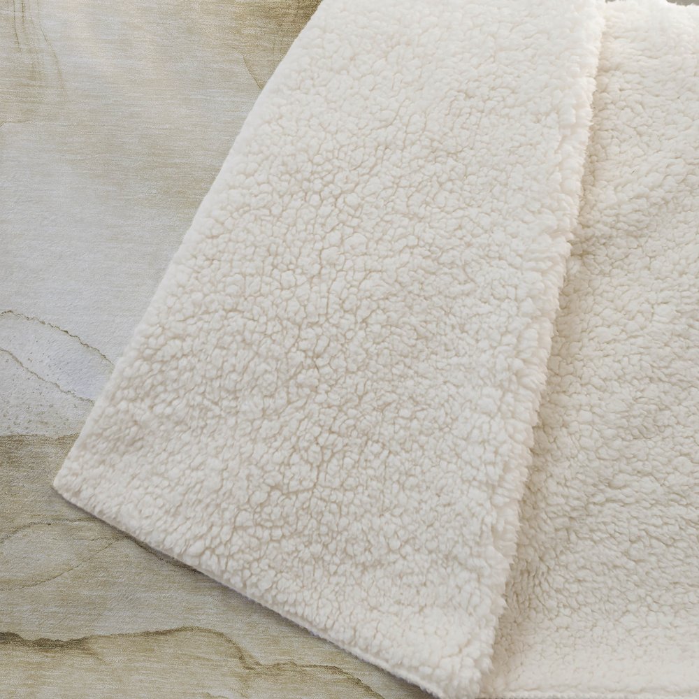 Premium Machine Washable ASB507 Beige 50" x 70" Sherpa Throw Blanket. Picture 2