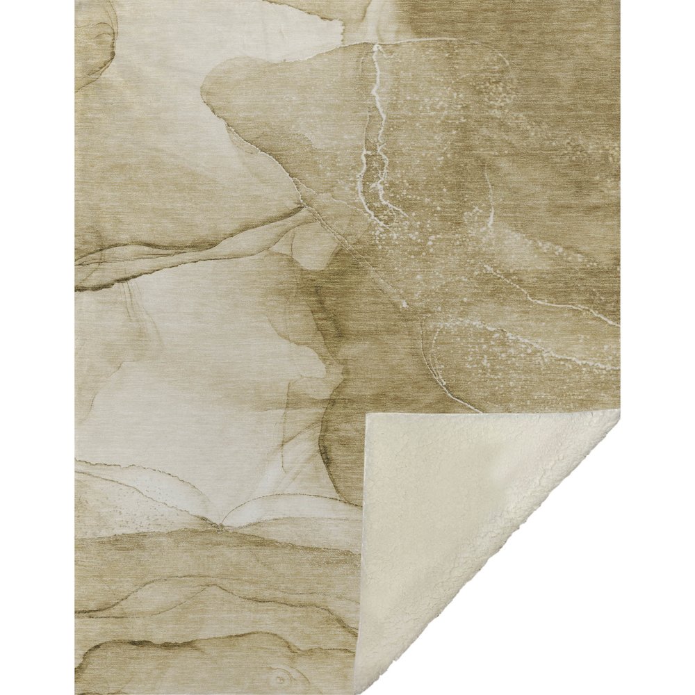 Premium Machine Washable ASB507 Beige 50" x 70" Sherpa Throw Blanket. Picture 1