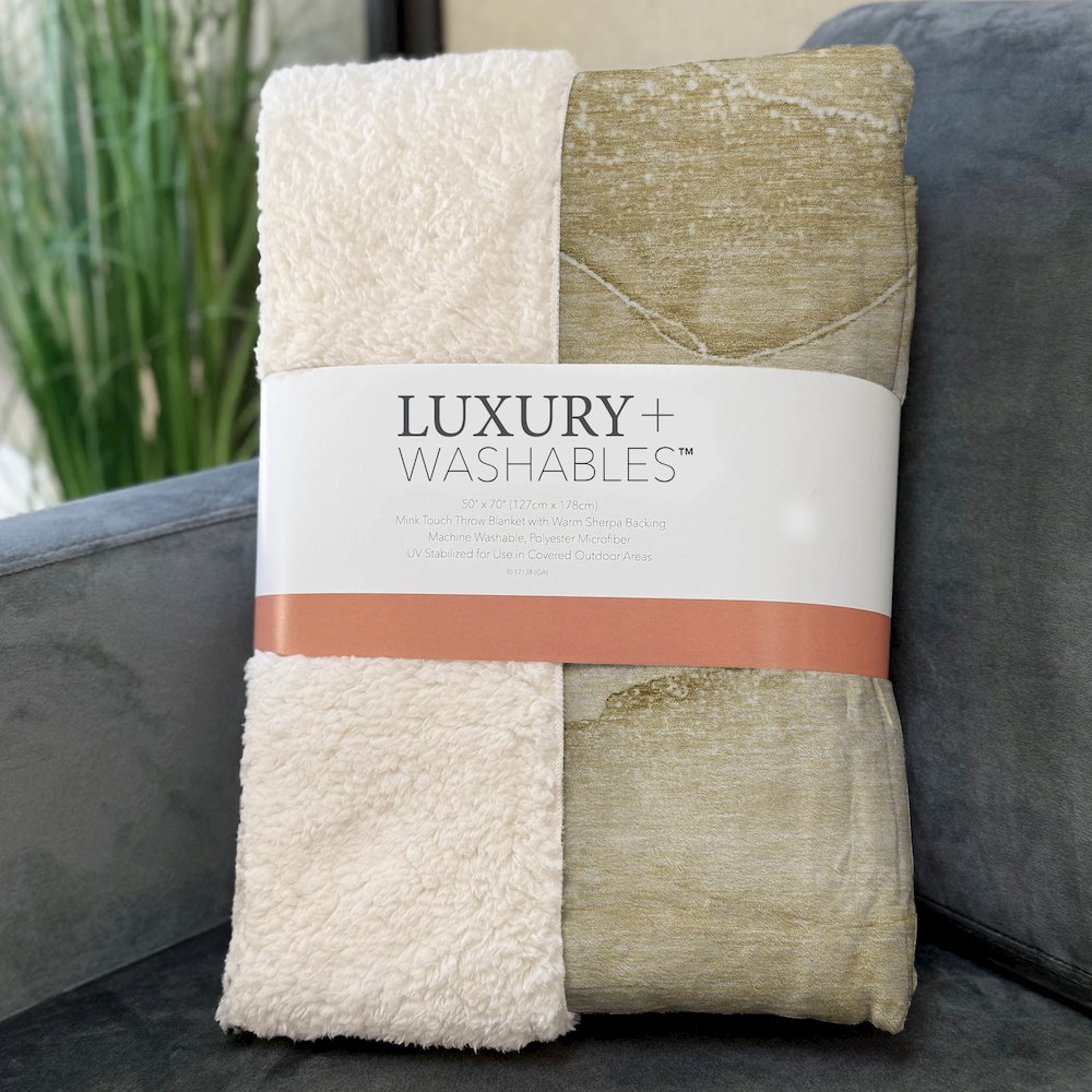 Premium Machine Washable ASB507 Beige 50" x 70" Sherpa Throw Blanket. Picture 3