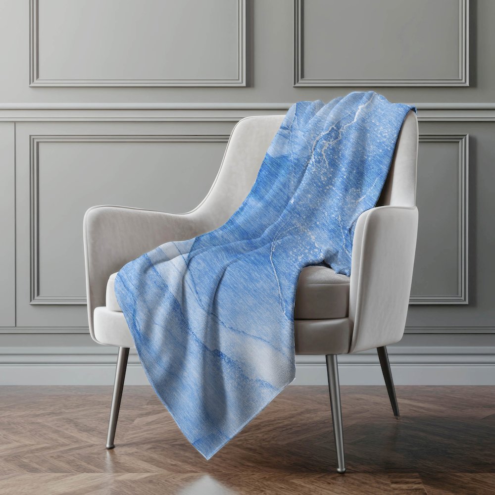 Premium Machine Washable ASB507 Blue 50" x 70" Sherpa Throw Blanket. Picture 4