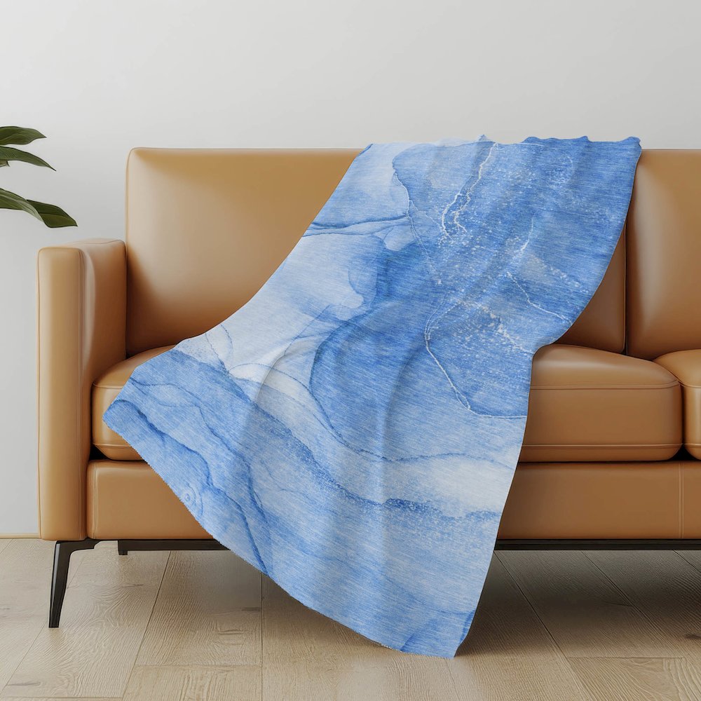 Premium Machine Washable ASB507 Blue 50" x 70" Sherpa Throw Blanket. Picture 5