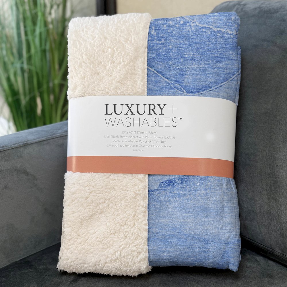 Premium Machine Washable ASB507 Blue 50" x 70" Sherpa Throw Blanket. Picture 3