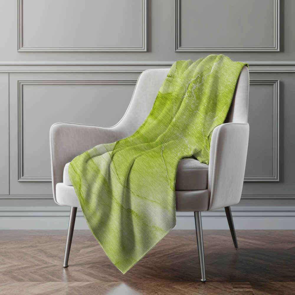 Premium Machine Washable ASB507 Green 50" x 70" Sherpa Throw Blanket. Picture 4