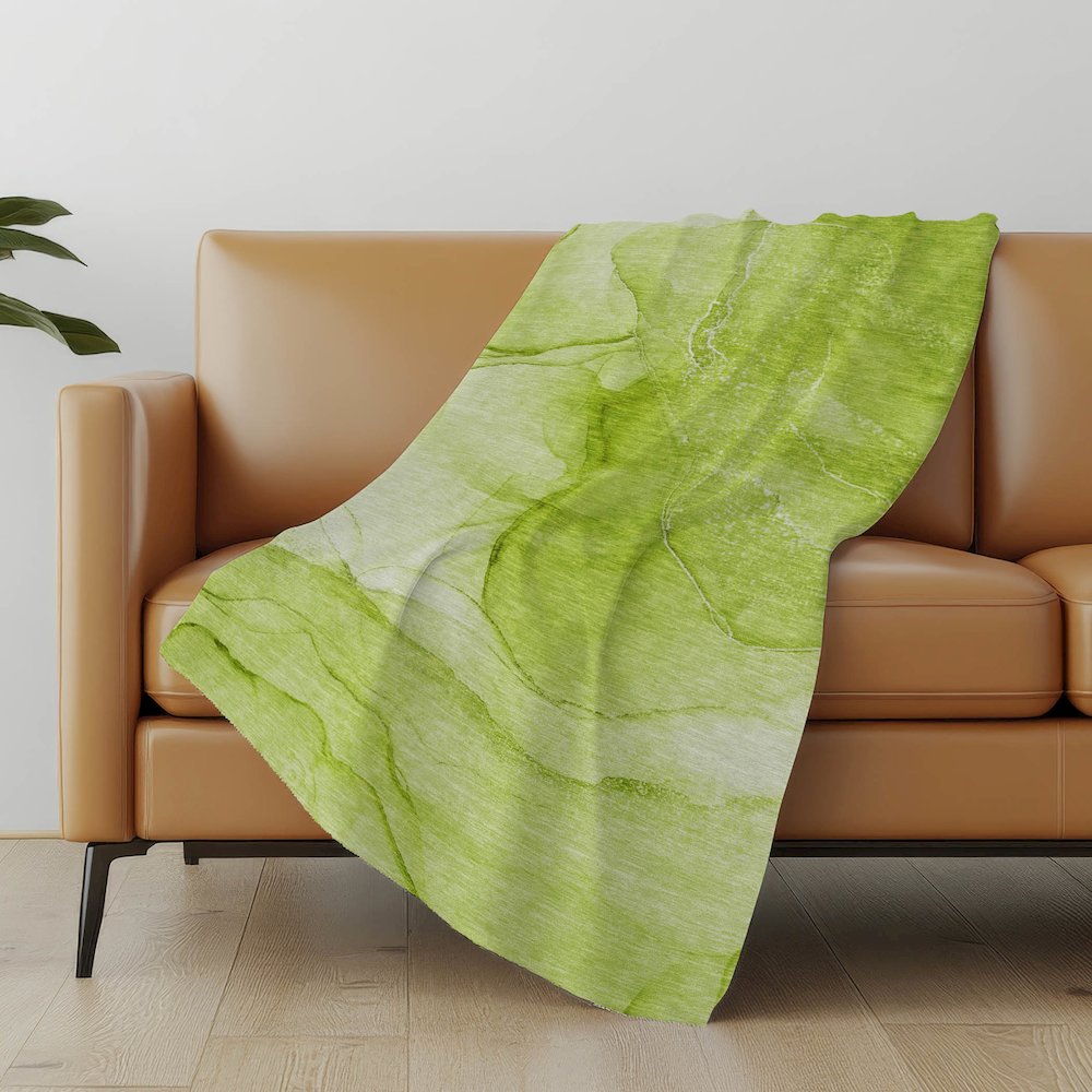 Premium Machine Washable ASB507 Green 50" x 70" Sherpa Throw Blanket. Picture 5