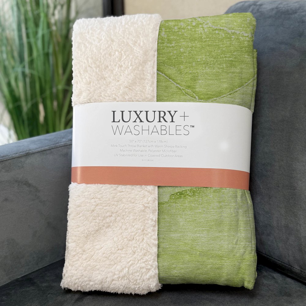 Premium Machine Washable ASB507 Green 50" x 70" Sherpa Throw Blanket. Picture 3