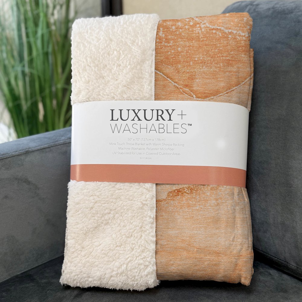 Premium Machine Washable ASB507 Orange 50" x 70" Sherpa Throw Blanket. Picture 3
