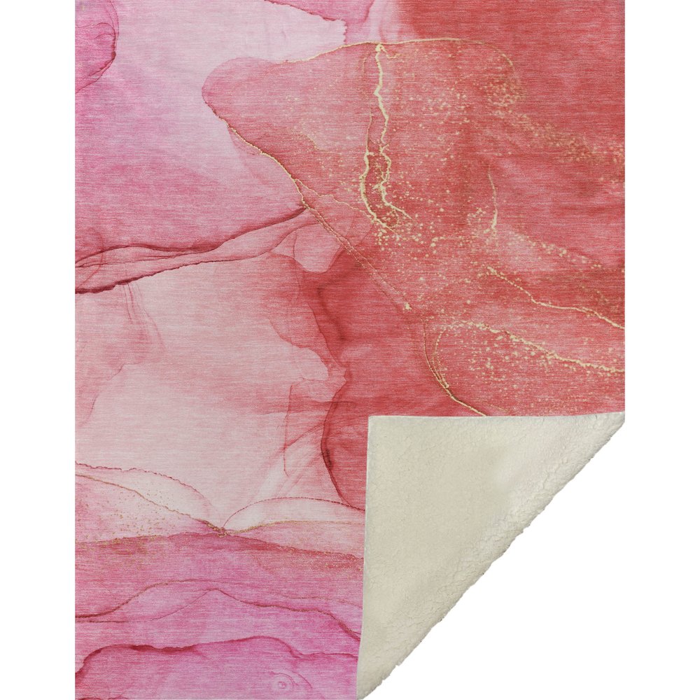 Premium Machine Washable ASB507 Pink 50" x 70" Sherpa Throw Blanket. Picture 1