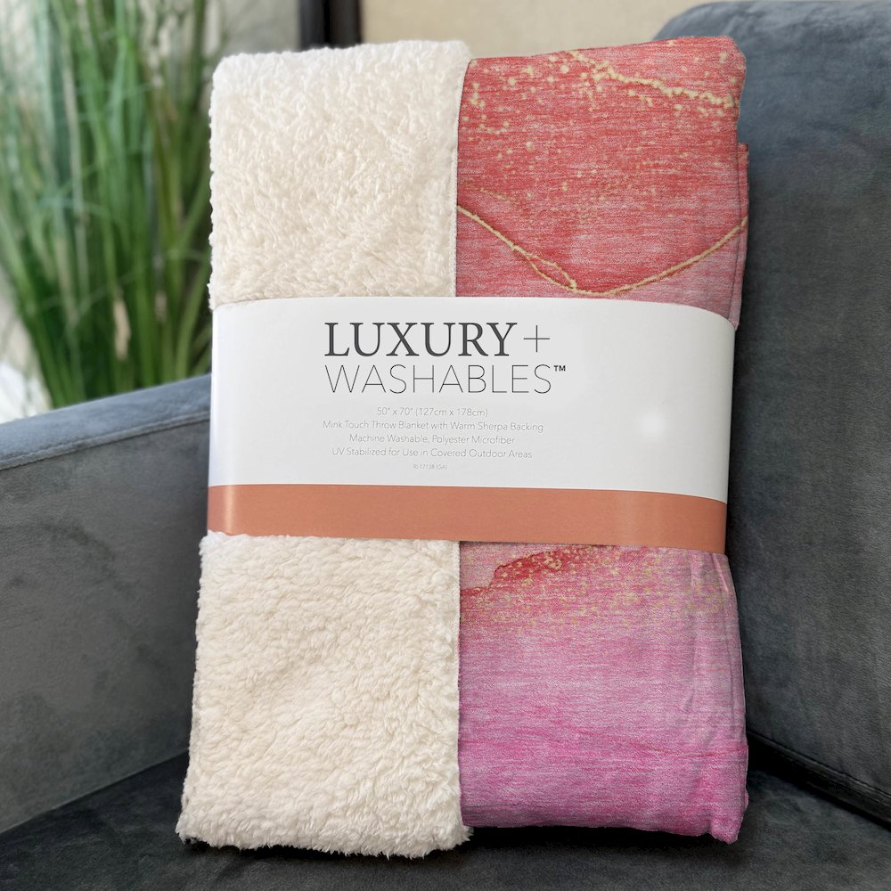 Premium Machine Washable ASB507 Pink 50" x 70" Sherpa Throw Blanket. Picture 3