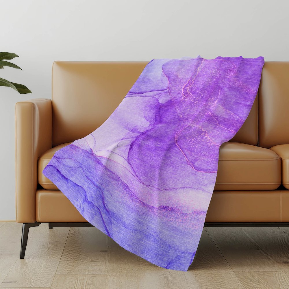 Premium Machine Washable ASB507 Purple 50" x 70" Sherpa Throw Blanket. Picture 5