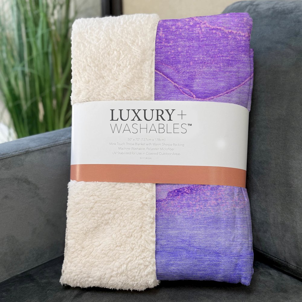Premium Machine Washable ASB507 Purple 50" x 70" Sherpa Throw Blanket. Picture 3