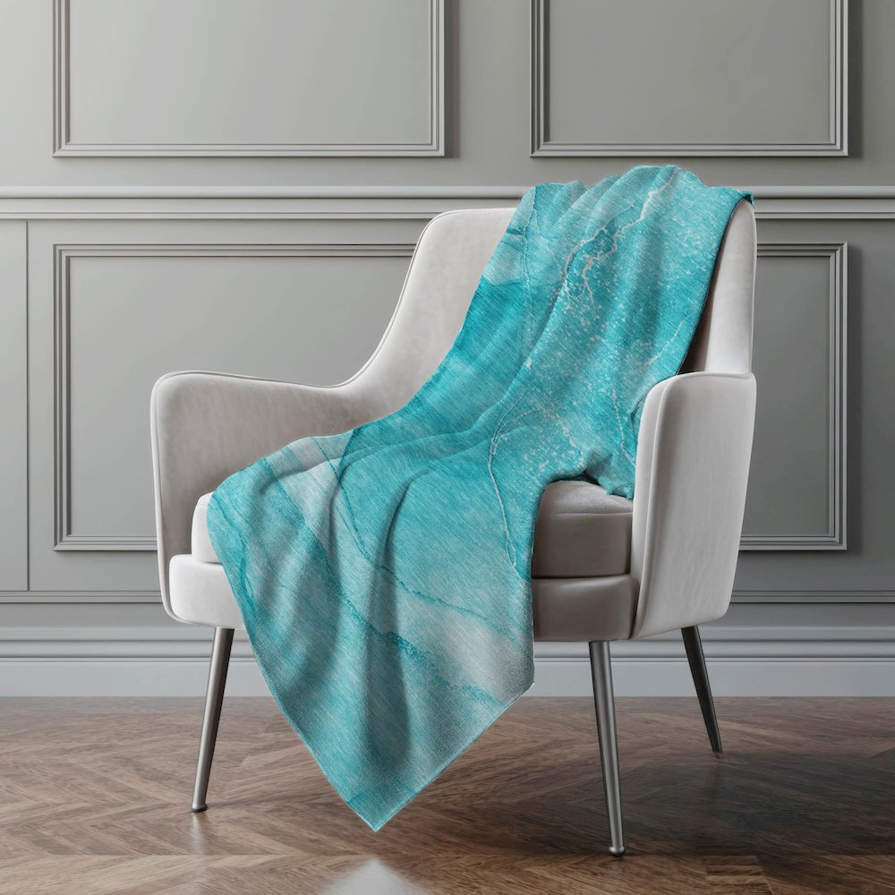 Premium Machine Washable ASB507 Teal 50" x 70" Sherpa Throw Blanket. Picture 4