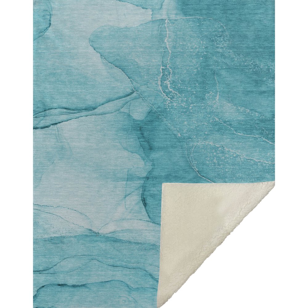 Premium Machine Washable ASB507 Teal 50" x 70" Sherpa Throw Blanket. Picture 1