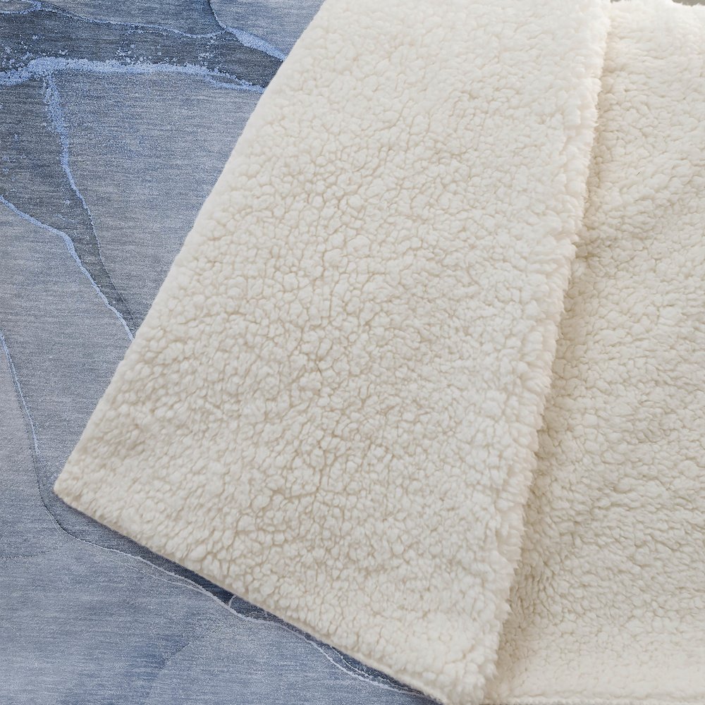 Premium Machine Washable ASB508 Blue 50" x 70" Sherpa Throw Blanket. Picture 2