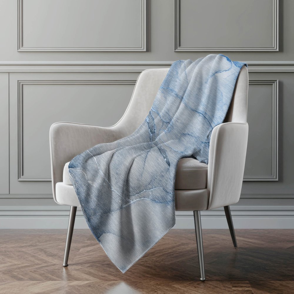 Premium Machine Washable ASB508 Blue 50" x 70" Sherpa Throw Blanket. Picture 4