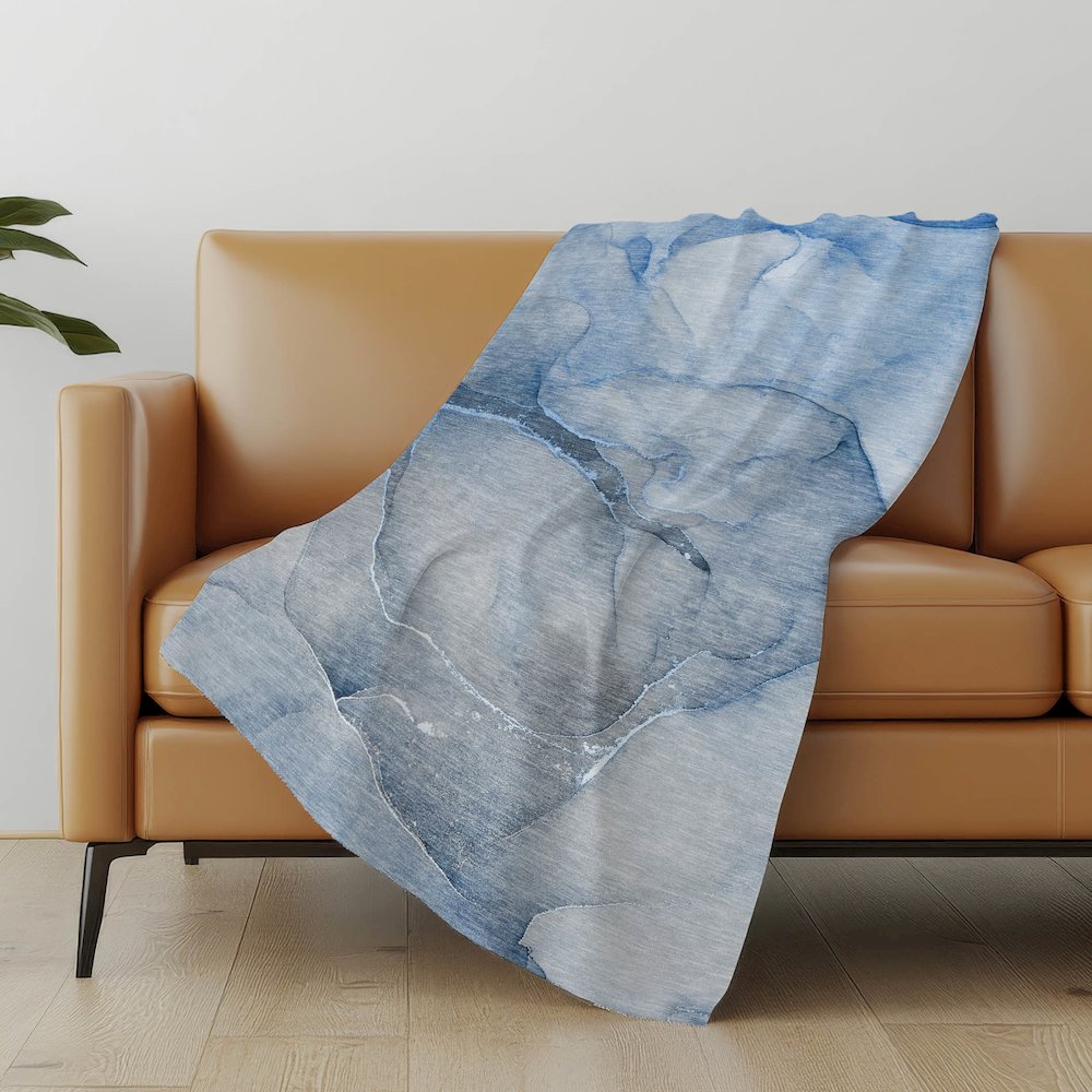 Premium Machine Washable ASB508 Blue 50" x 70" Sherpa Throw Blanket. Picture 5
