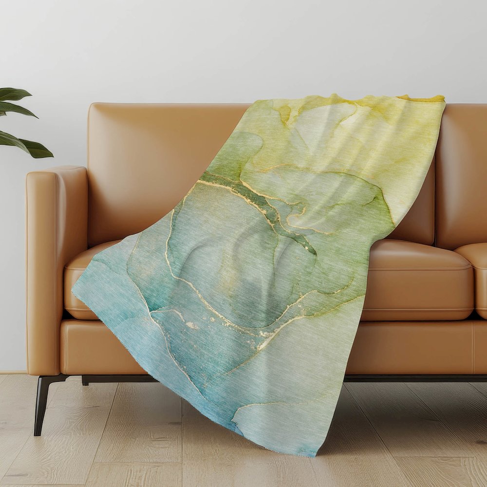 Premium Machine Washable ASB508 Green 50" x 70" Sherpa Throw Blanket. Picture 5
