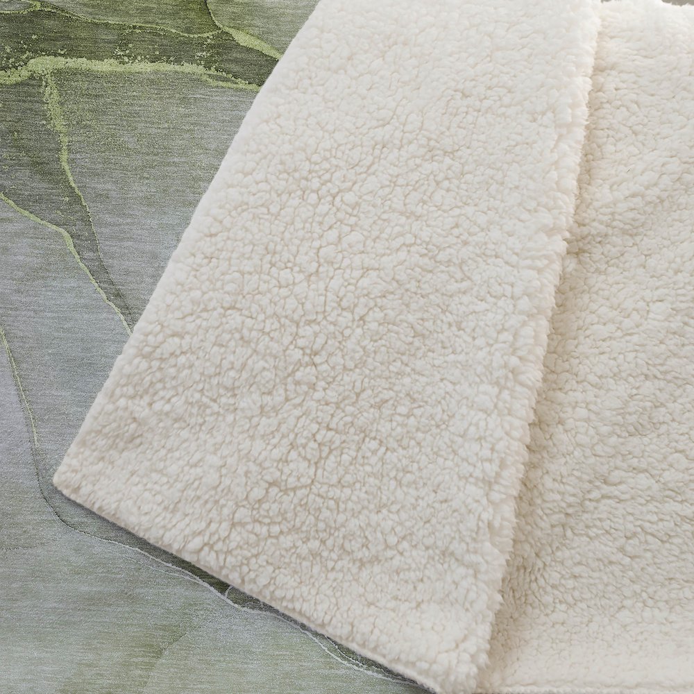 Premium Machine Washable ASB508 Olive 50" x 70" Sherpa Throw Blanket. Picture 2