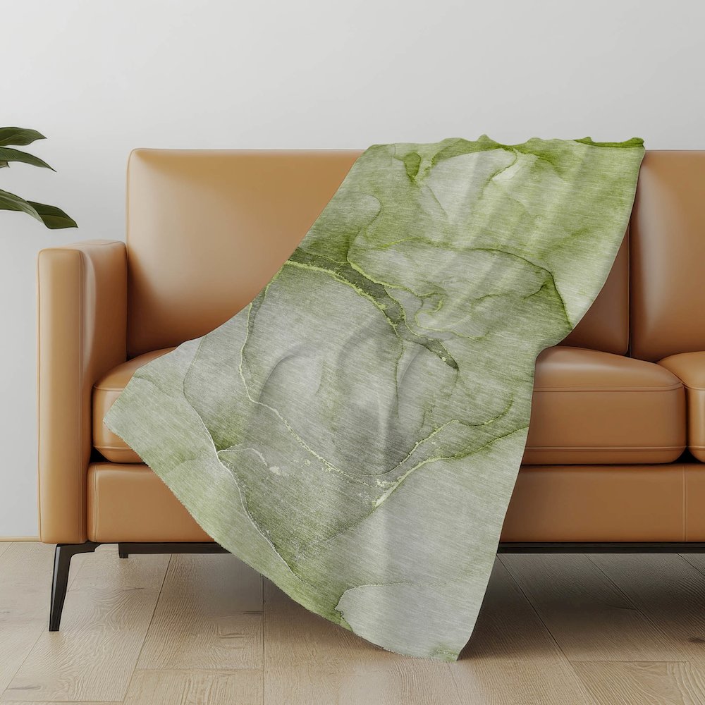 Premium Machine Washable ASB508 Olive 50" x 70" Sherpa Throw Blanket. Picture 5