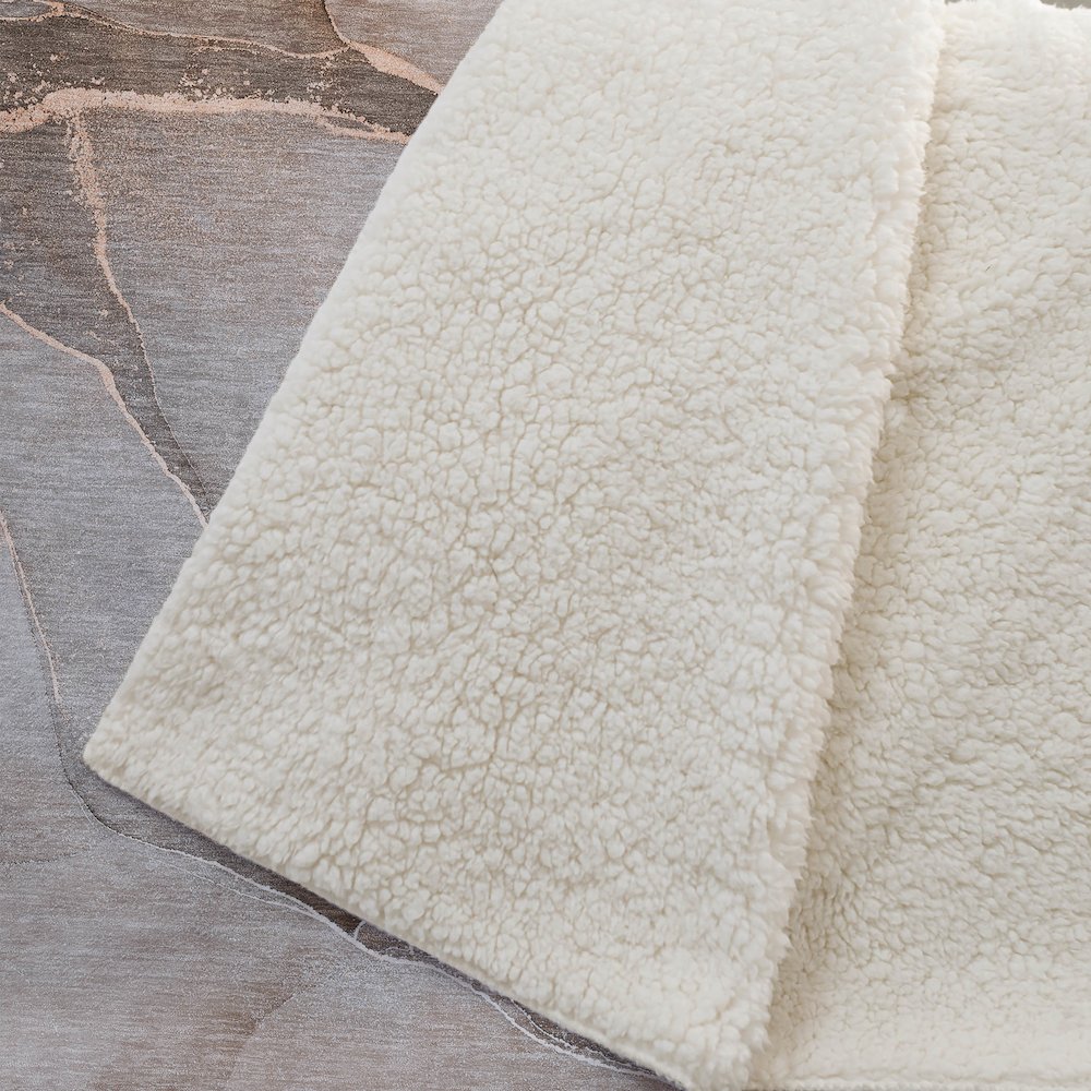Premium Machine Washable ASB508 Taupe 50" x 70" Sherpa Throw Blanket. Picture 2