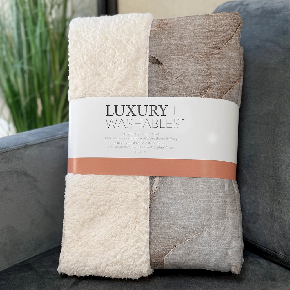 Premium Machine Washable ASB508 Taupe 50" x 70" Sherpa Throw Blanket. Picture 3