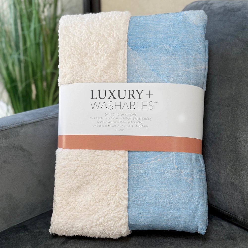 Premium Machine Washable ASB509 Blue 50" x 70" Sherpa Throw Blanket. Picture 3
