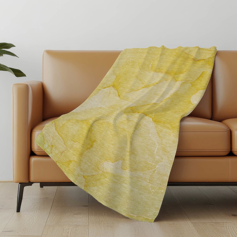 Premium Machine Washable ASB509 Gold 50" x 70" Sherpa Throw Blanket. Picture 5