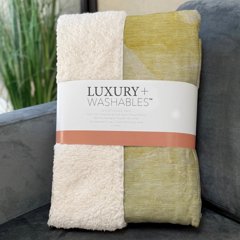 Premium Machine Washable ASB509 Gold 50" x 70" Sherpa Throw Blanket. Picture 3