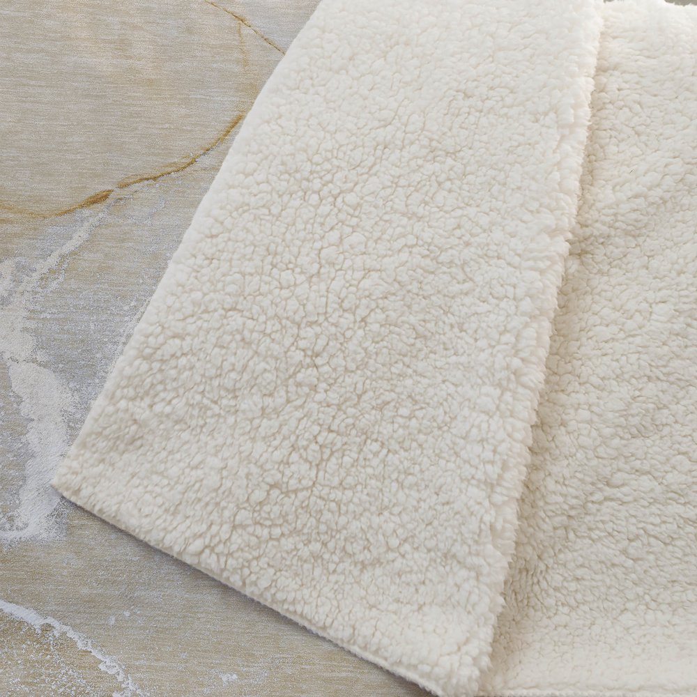 Premium Machine Washable ASB510 Beige 50" x 70" Sherpa Throw Blanket. Picture 2